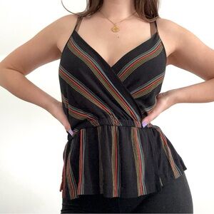 Striped Vneck Boho Free People Tank Top